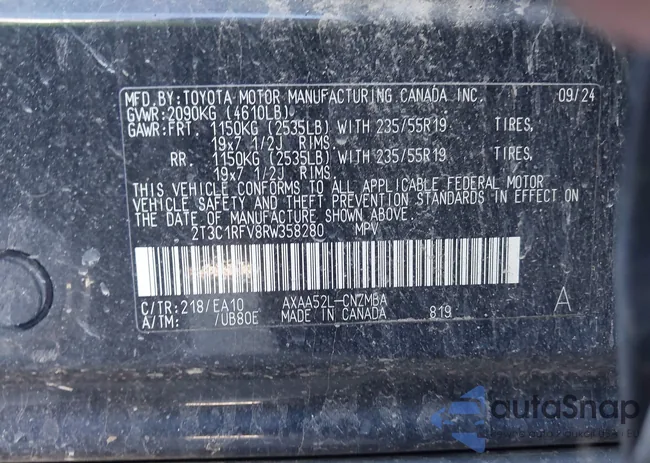 2T3C1RFV8RW358280: 43790364