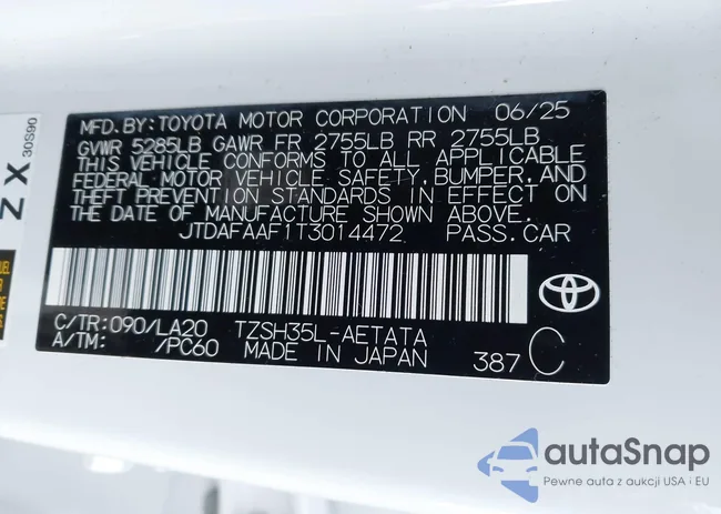 JTDAFAAF1T3014472: 43790423