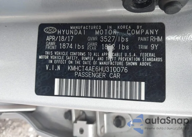 KMHCT4AE6HU310076: 43790547