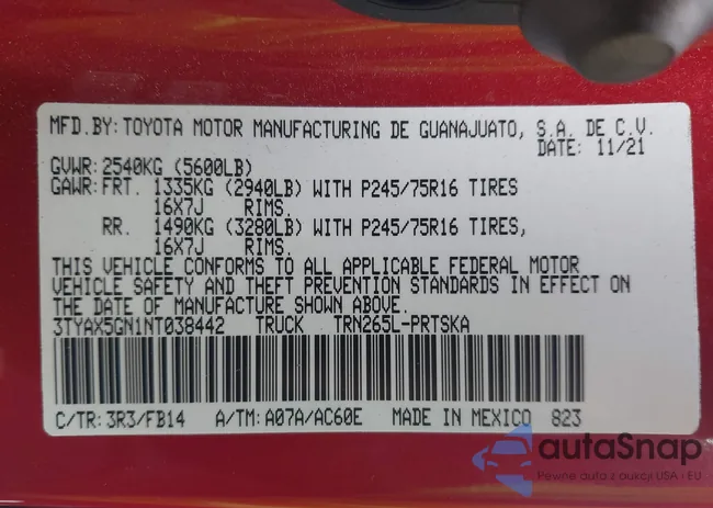 3TYAX5GN1NT038442: 43789688