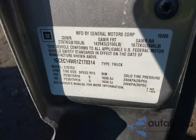 1GCEC14W61Z170314: 43789728