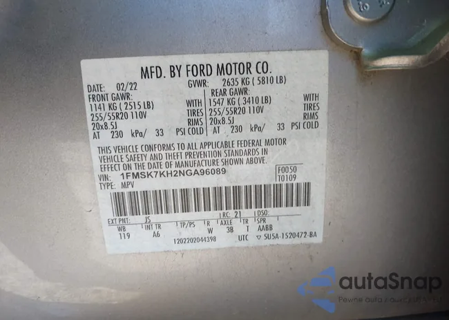 1FMSK7KH2NGA96089: 43789761