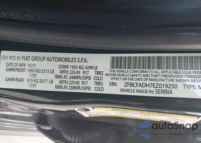 ZFBCFADH7EZ019250: 43789818