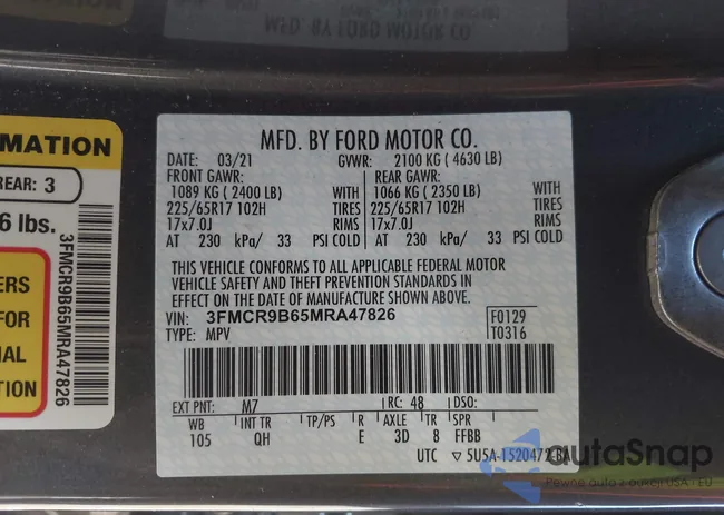 3FMCR9B65MRA47826: 43789907