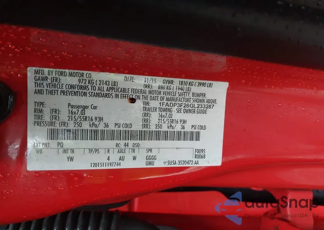 1FADP3F26GL233287: 43789935