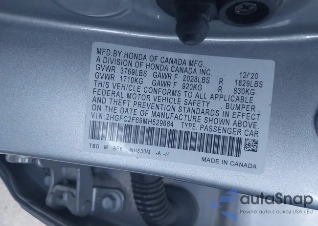 2HGFC2F69MH529684: 43791007