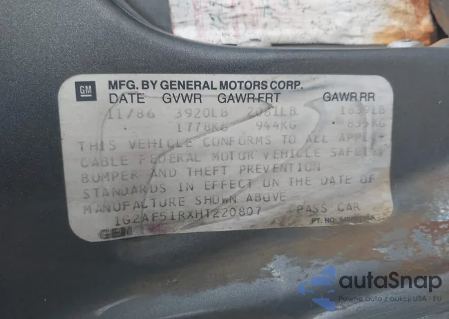 1G2AF51RXHT220807: 43791114