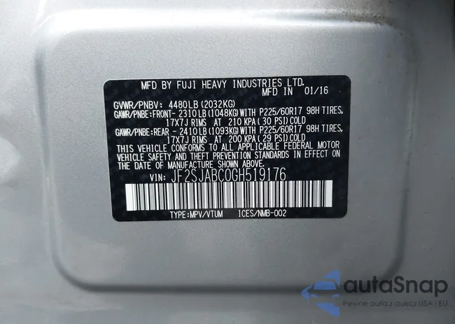 JF2SJABC0GH519176: 43791261