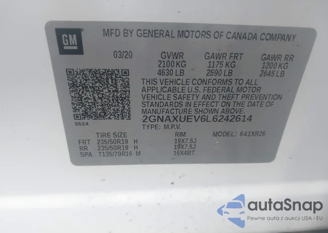 2GNAXUEV6L6242614: 43791274