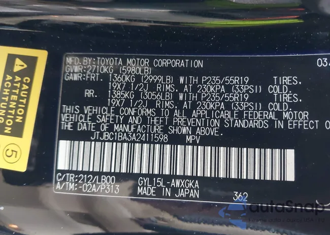 JTJBC1BA3A2411598: 43791275