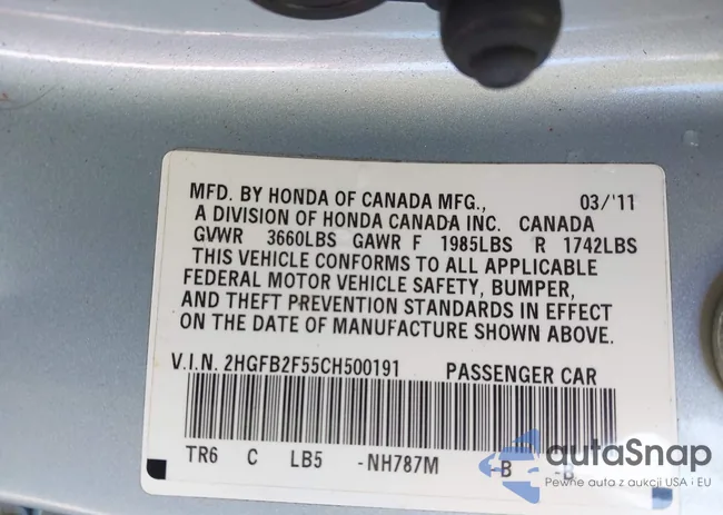 2HGFB2F55CH500191: 43791305