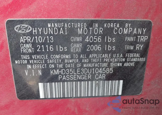 KMHD35LE3DU104585: 43791306