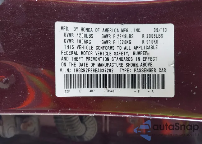 1HGCR2F39EA037292: 43791459