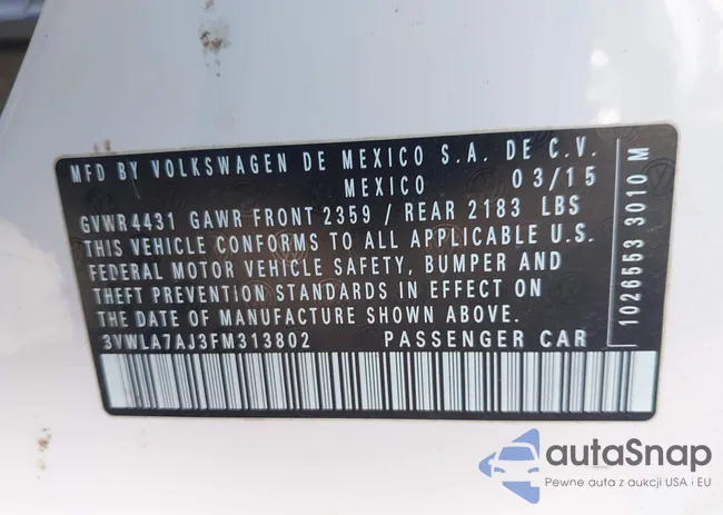 3VWLA7AJ3FM313802: 43791502