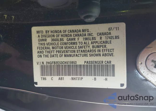 2HGFB2E53CH515953: 43791508