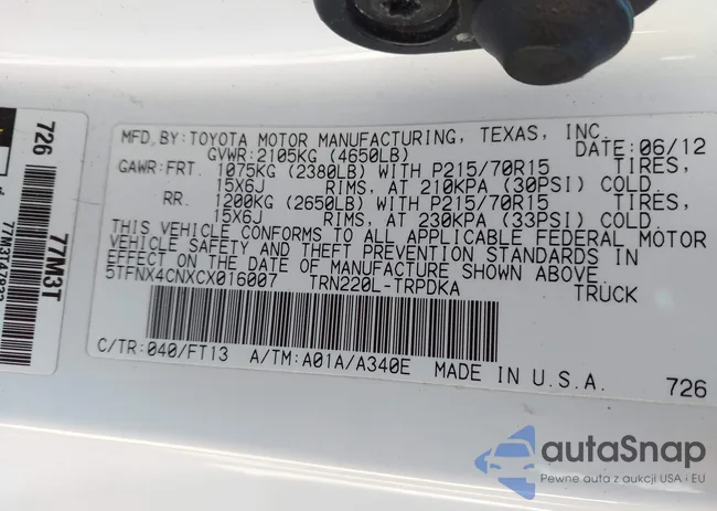 5TFNX4CNXCX016007: 43790612