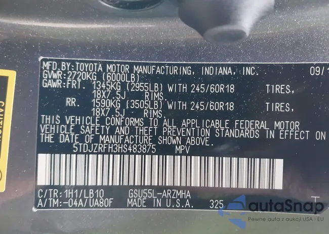 5TDJZRFH3HS483875: 43790680