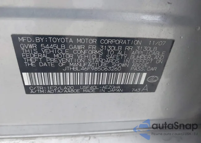 JTHBL46F985063260: 43790797