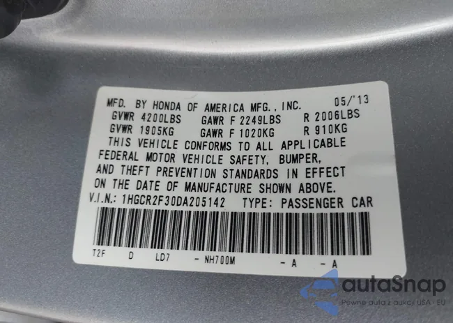 1HGCR2F30DA205142: 43790878