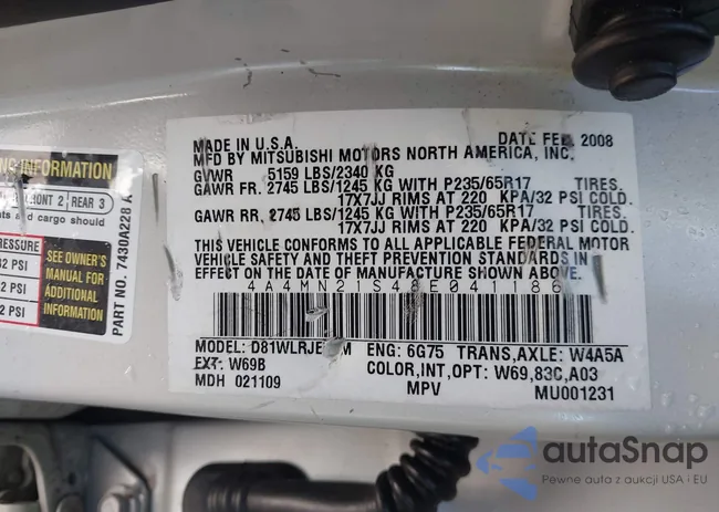 4A4MN21S48E041186: 43791978