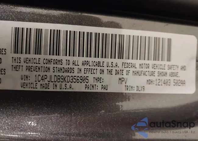 1C4PJLDB9KD356905: 43792136