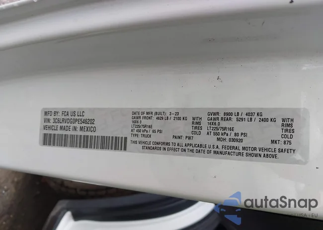 3C6LRVDG0PE54620: 43792167