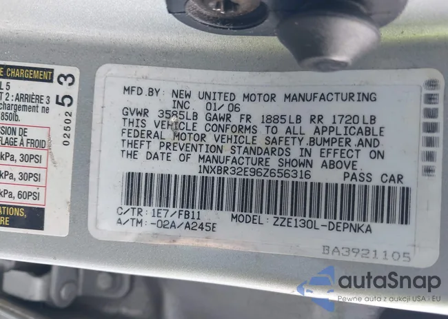 1NXBR32E96Z656316: 43792437