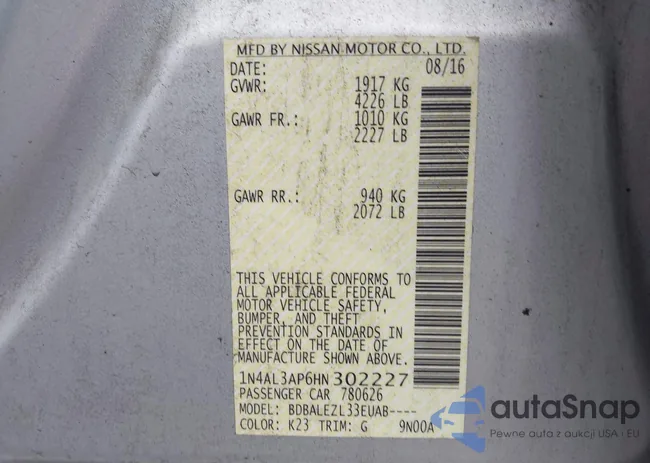 1N4AL3AP6HN302227: 43792495