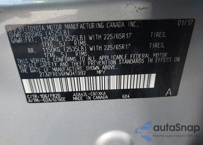 2T3ZFREV6HW345992: 43792545