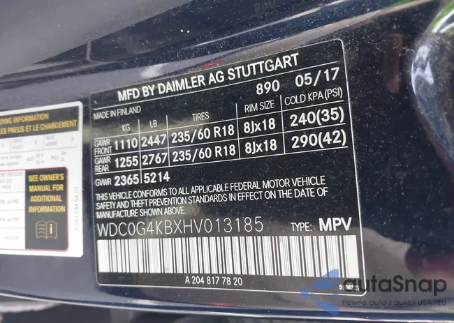 WDC0G4KBXHV013185: 43791578