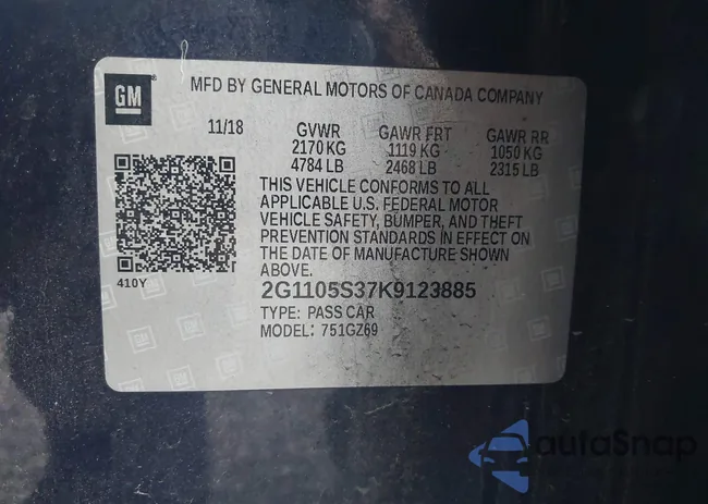 2G1105S37K9123885: 43791670