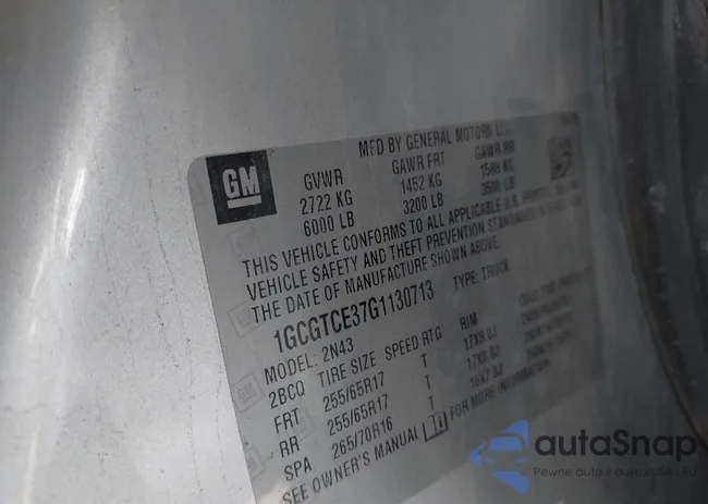 1GCGTCE37G1130713: 43791678