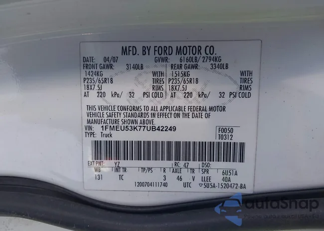 1FMEU53K77UB42249: 43791723