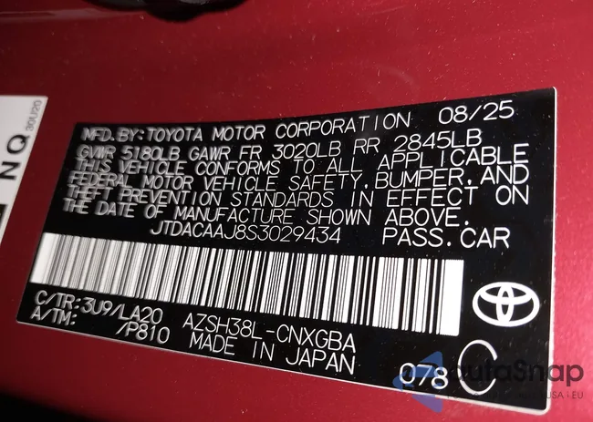 JTDACAAJ8S3029434: 43791853