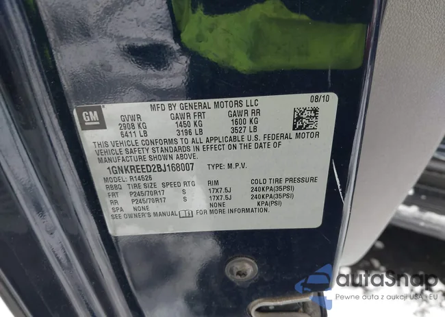 1GNKREED2BJ168007: 43793059