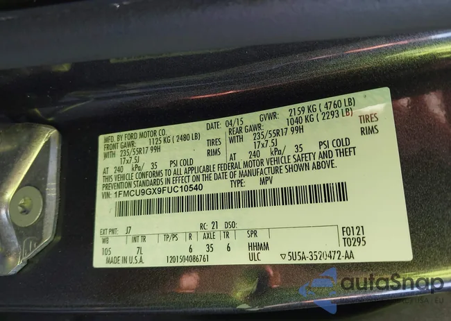 1FMCU9GX9FUC10540: 43793195