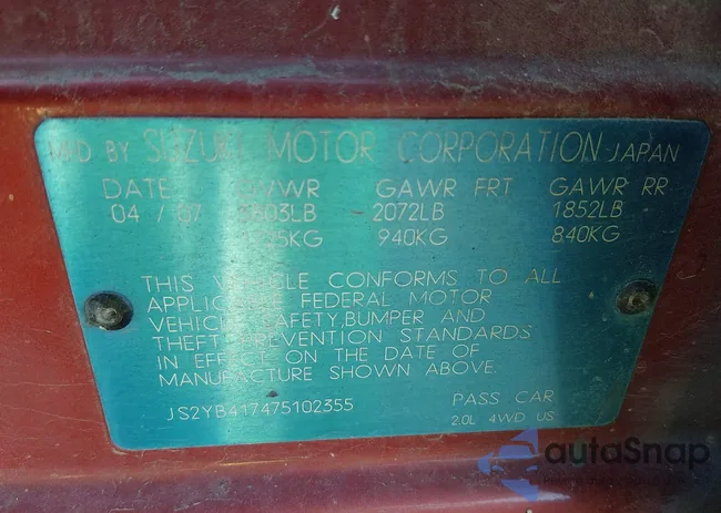 JS2YB417475102355: 43793228