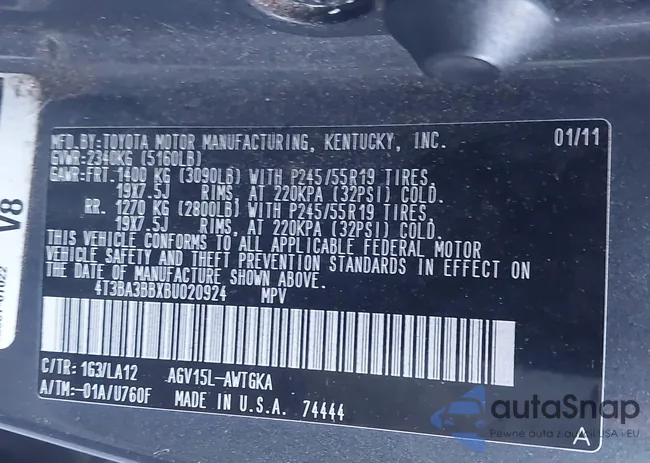 4T3BA3BBXBU020924: 43794030