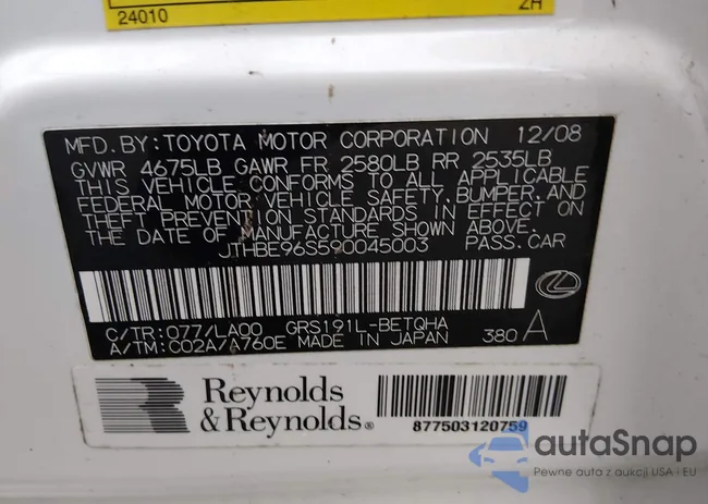 JTHBE96S590045003: 43794091