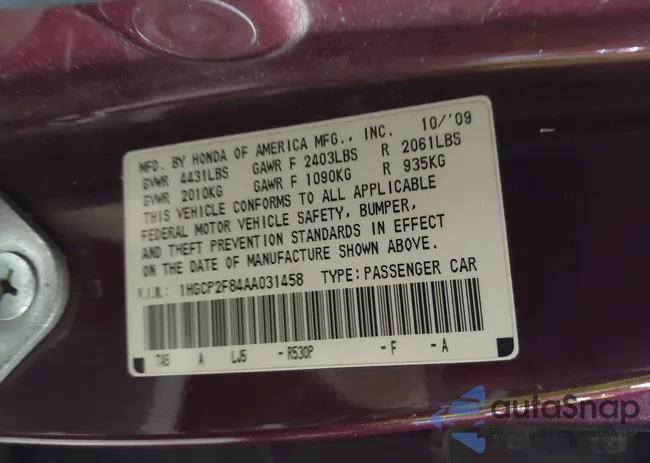 1HGCP2F84AA031458: 43794189