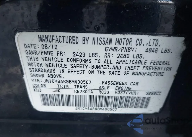 JN1CV6AR9BM400507: 43794270