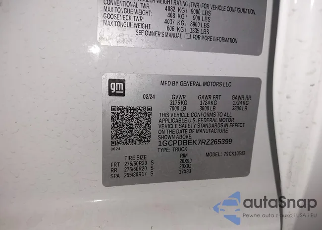 1GCPDBEK7RZ265399: 43794350