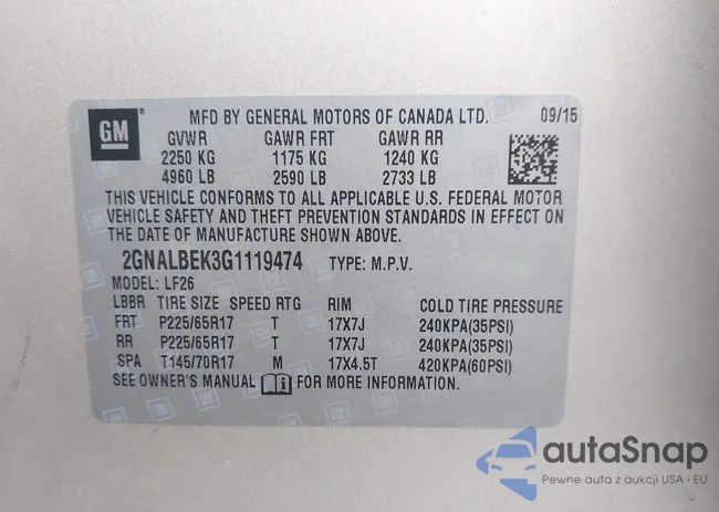 2GNALBEK3G1119474: 43793620