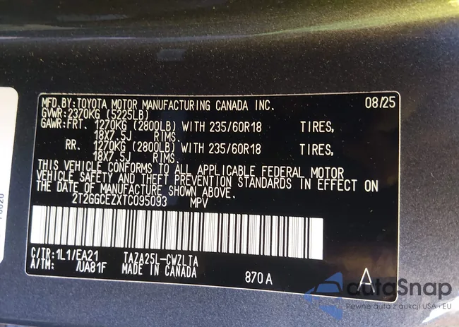 2T2GGCEZXTC095093: 43793622