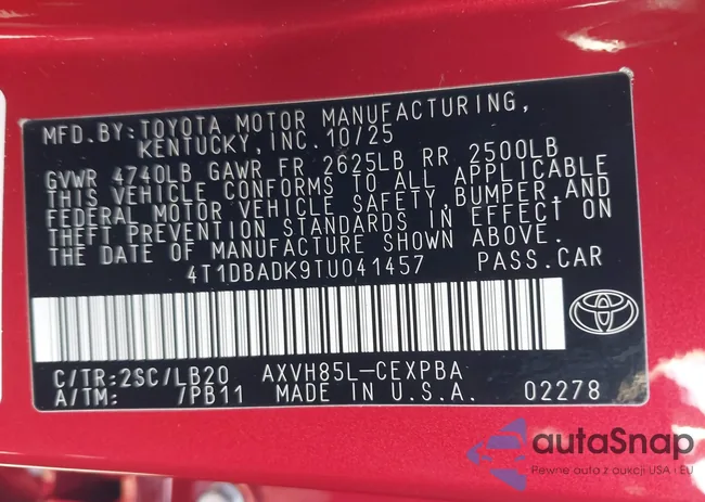 4T1DBADK9TU041457: 43793666