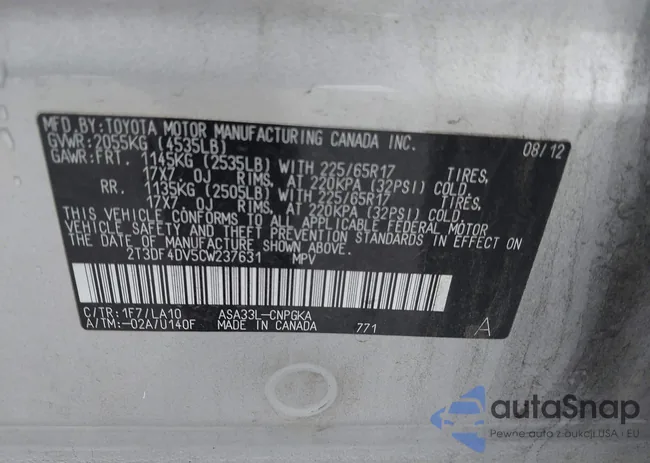 2T3DF4DV5CW237631: 43793770