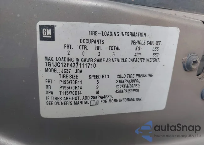 1G1JC12F437111710: 43793866