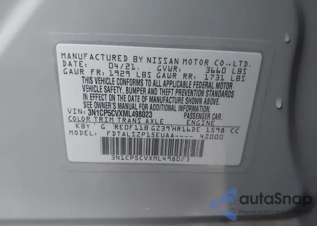 3N1CP5CVXML498023: 43793868