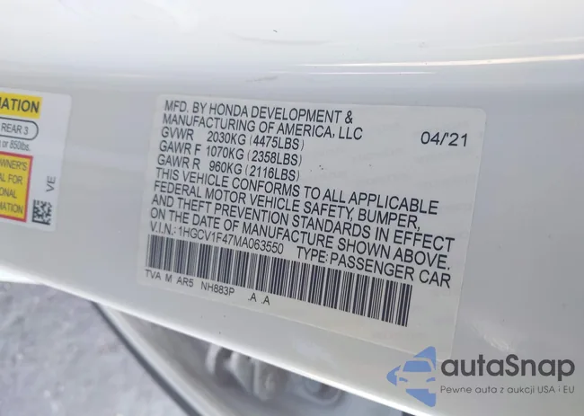 1HGCV1F47MA063550: 43795163