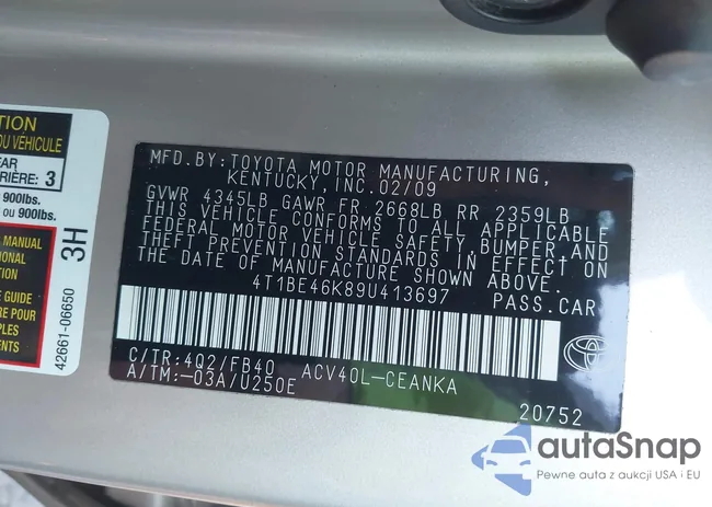 4T1BE46K89U413697: 43795175